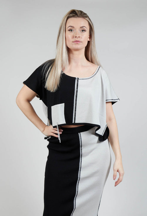 Cropped Stitch Top in Black and Silver