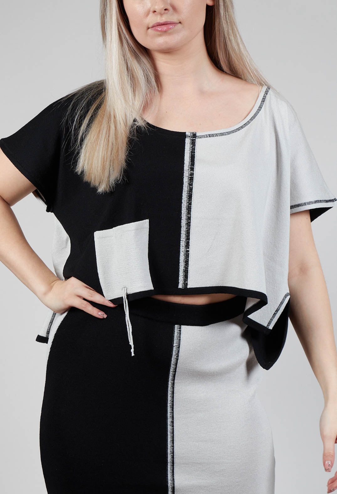 Cropped Stitch Top in Black and Silver