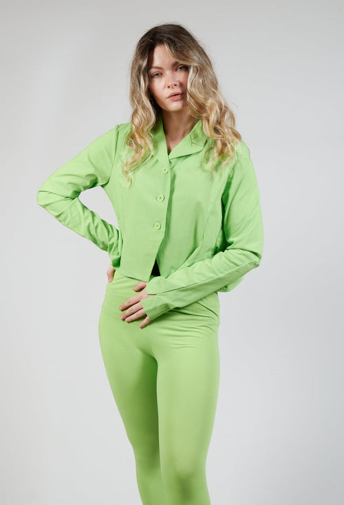 Cropped Stretch Fit Jacket in Lime