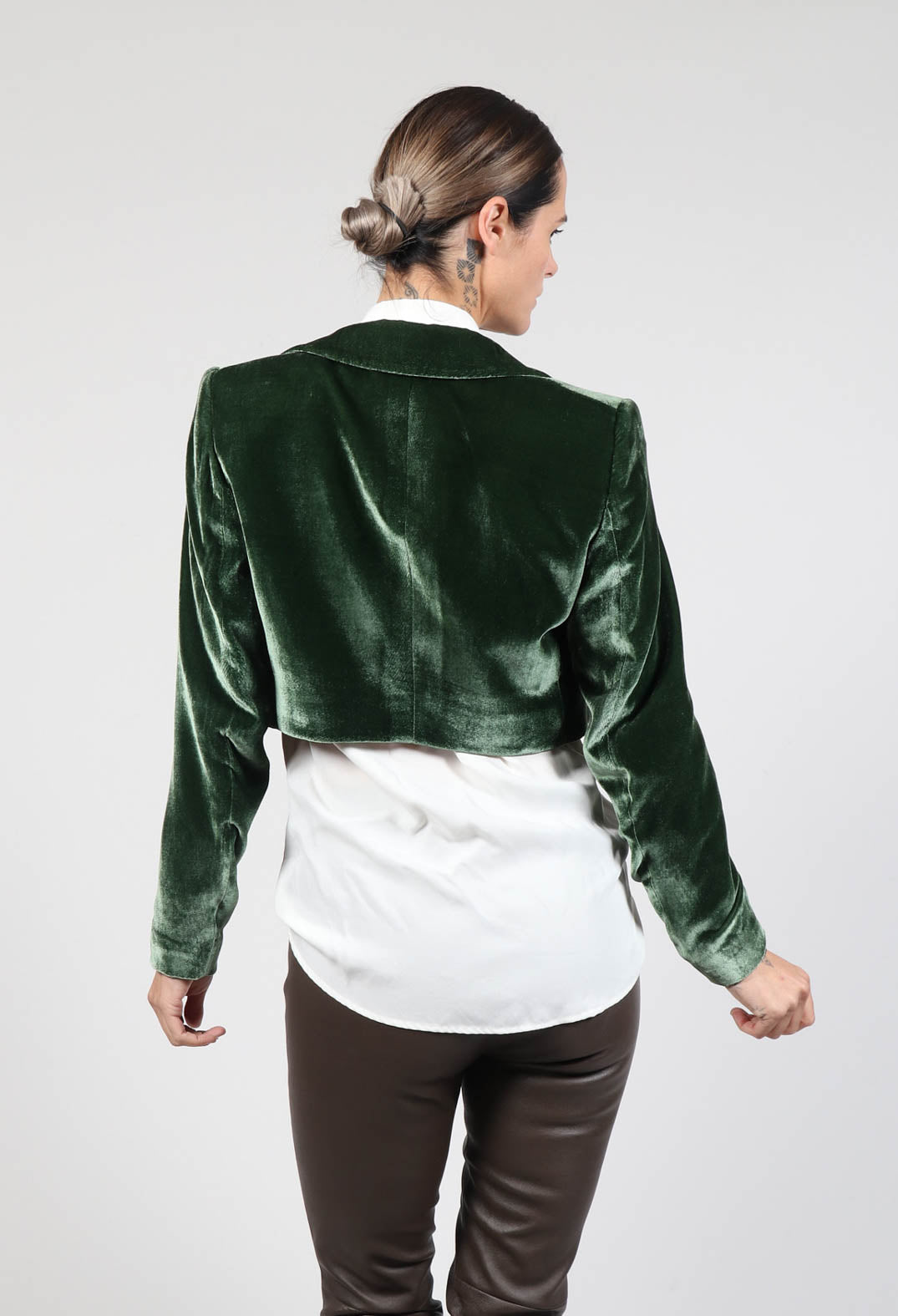 Cropped Velvet Bolero in Jade