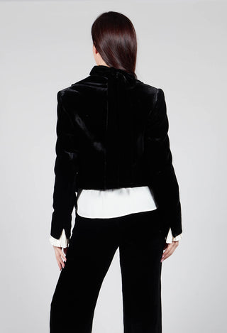 Cropped Velvet Jacket in Black