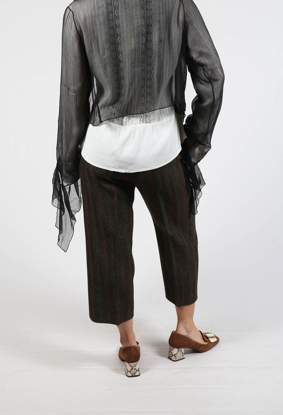 Cropped Trousers in Brown Tweed
