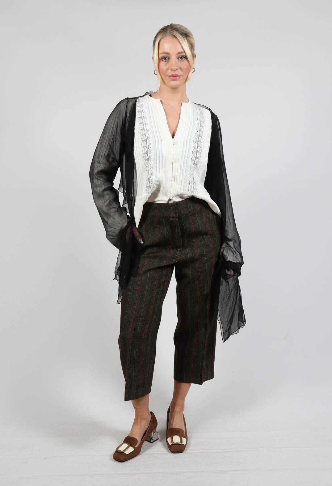Cropped shop velvet trousers