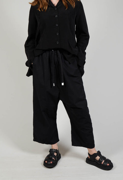 Cropped Wide Leg Trousers in Black
