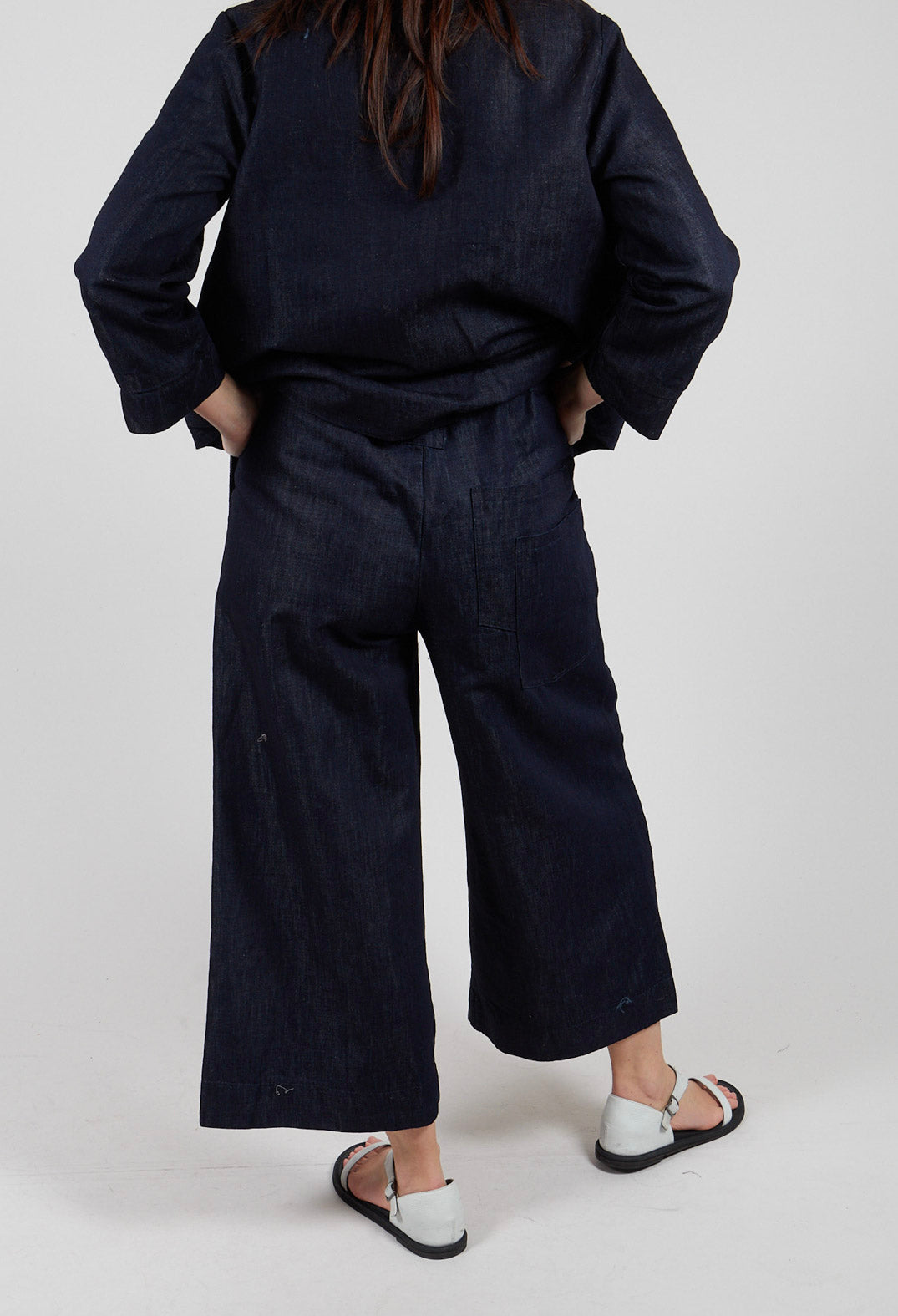 Cropped Wide leg Trouser in Denim