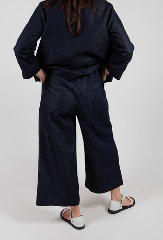 Cropped Wide leg Trouser in Denim