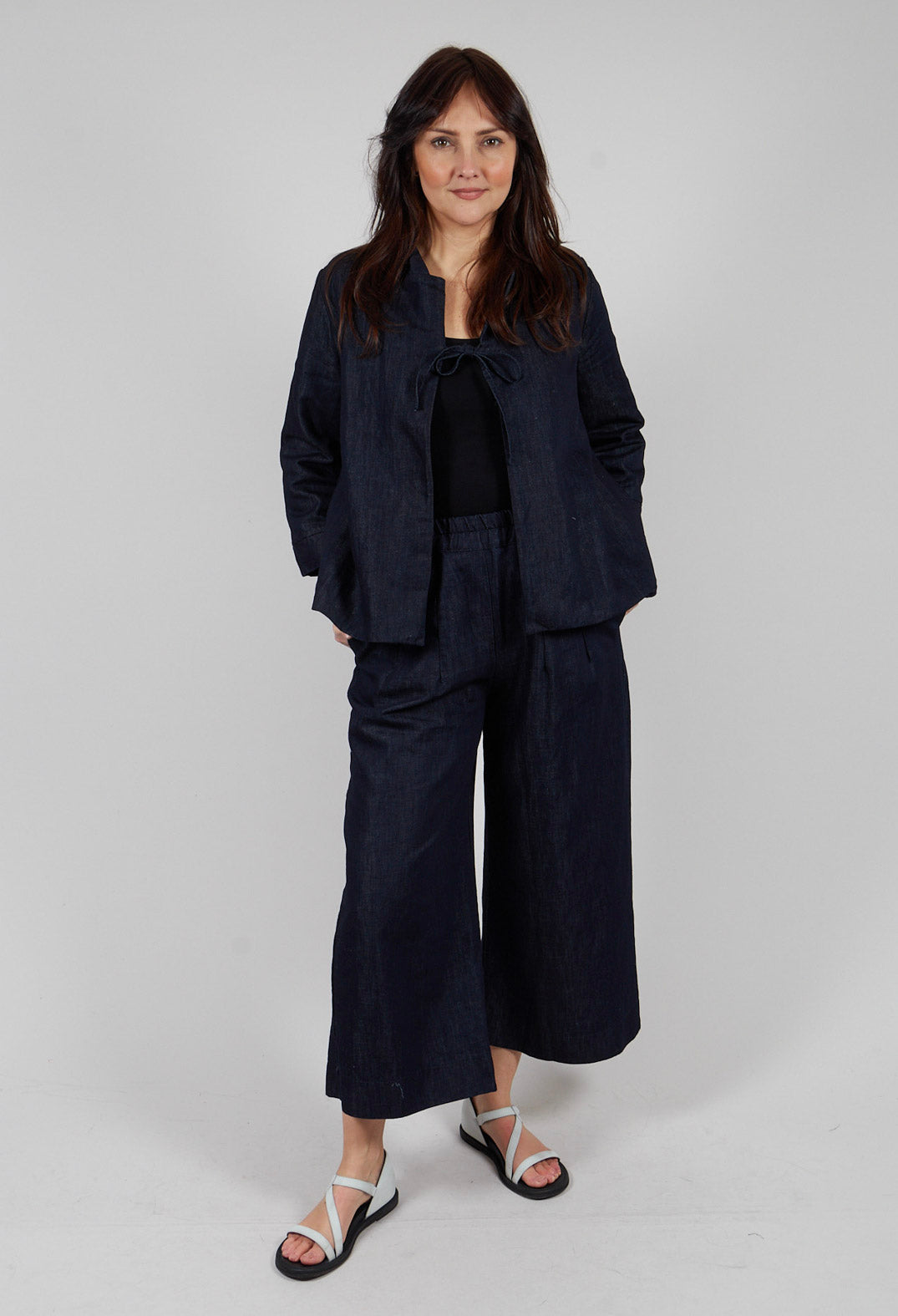 Cropped Wide leg Trouser in Denim