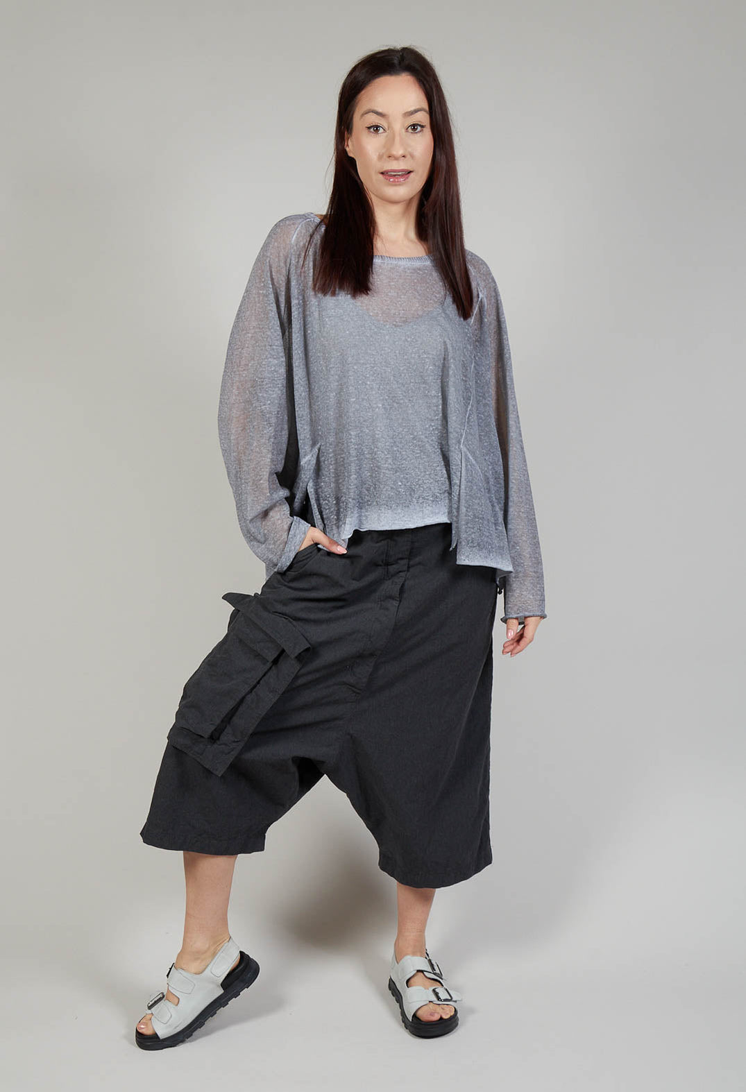 Culotte Salopettes in Charcoal Melange