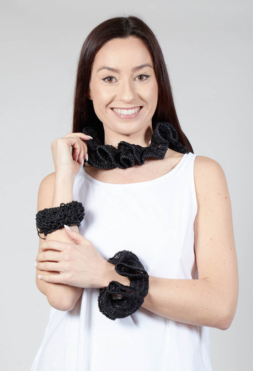 Curled Woven Necklace in Black