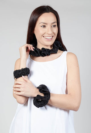 Curled Woven Necklace in Black