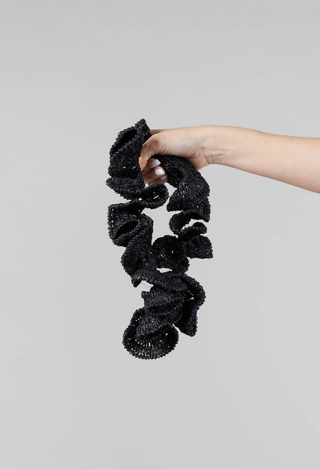 Curled Woven Necklace in Black