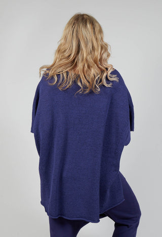 Curved Hem Jumper with Raw Edges in Azur
