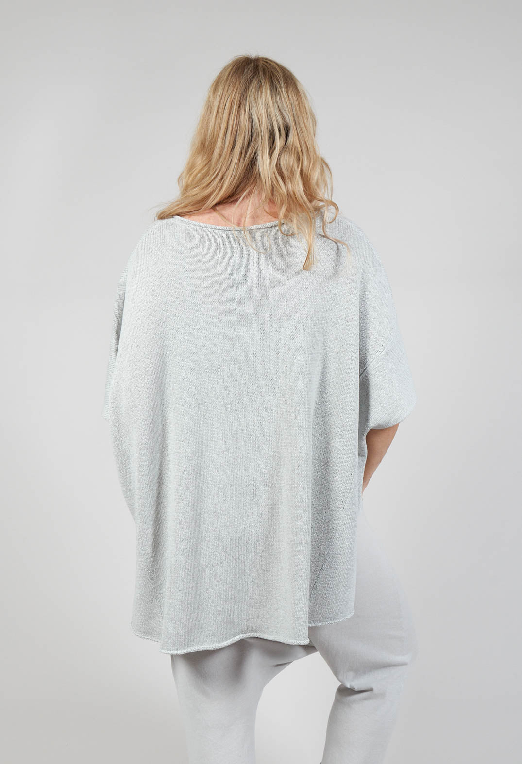 Curved Hem Jumper with Raw Edges in Grey
