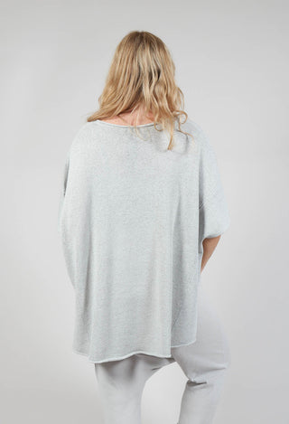 Curved Hem Jumper with Raw Edges in Grey