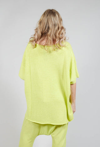 Curved Hem Jumper with Raw Edges in Sun