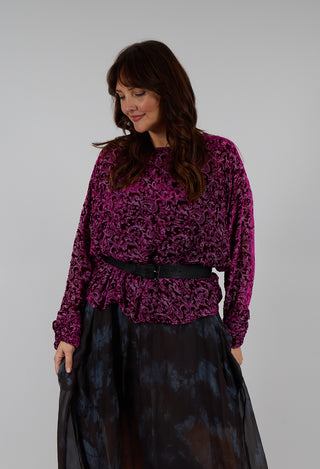 Velvet Patterned Wide Top in Fuchsia