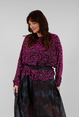 Velvet Patterned Wide Top in Fuchsia