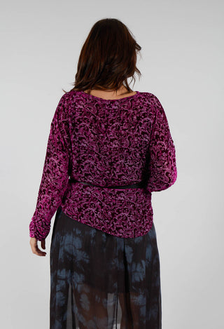 Velvet Patterned Wide Top in Fuchsia
