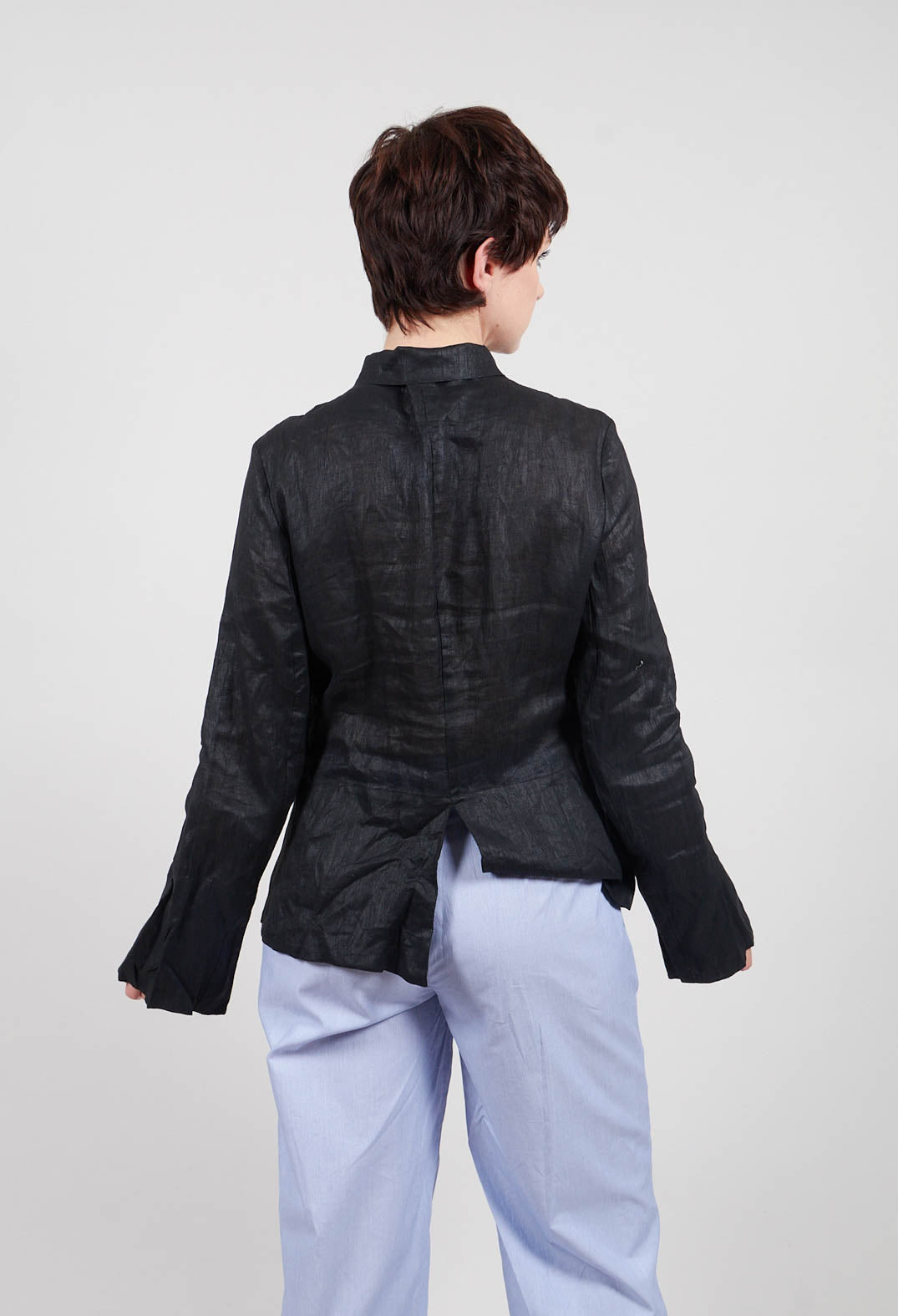 Loose Fitted Jacket with Button Up Front in Black