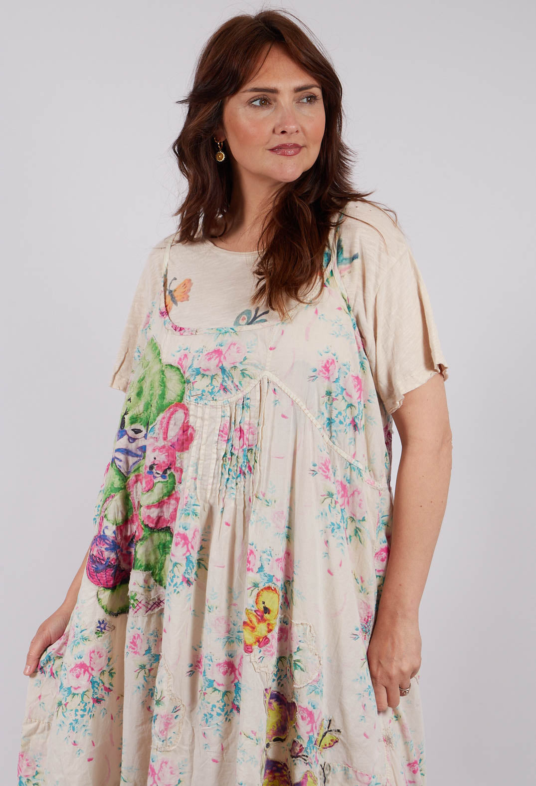 Applique Vianney Slip Dress in Bed of Roses