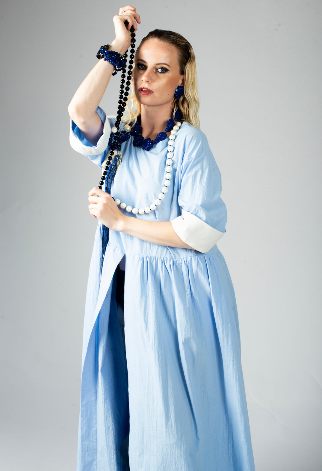 Open Tunic Dress in Sky Blue