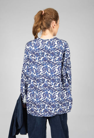 Collarless Shirt in Hedge Print