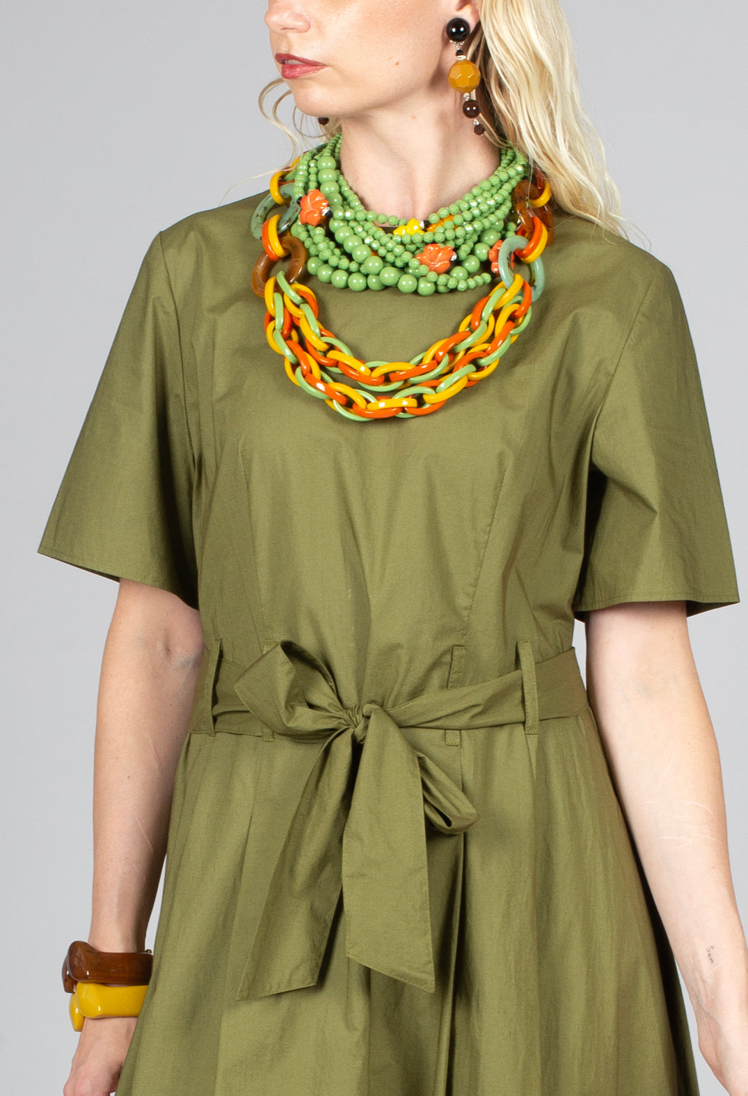 Long Belted Dress in Cactus
