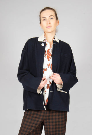 Contrast Trim Jacket in Navy