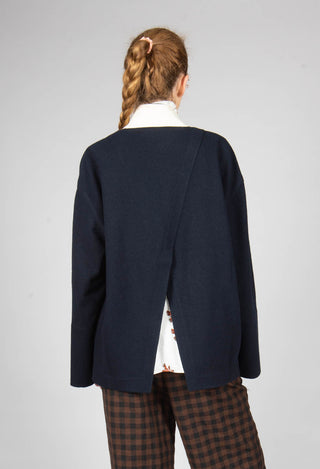 Contrast Trim Jacket in Navy