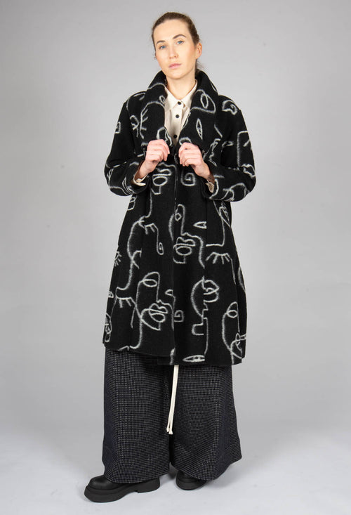 Wide Collar Coat in Black