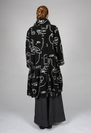 Wide Collar Coat in Black