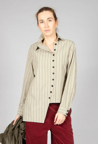 Asymmetric Shirt in Beige Stripe