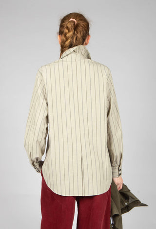 Asymmetric Shirt in Beige Stripe