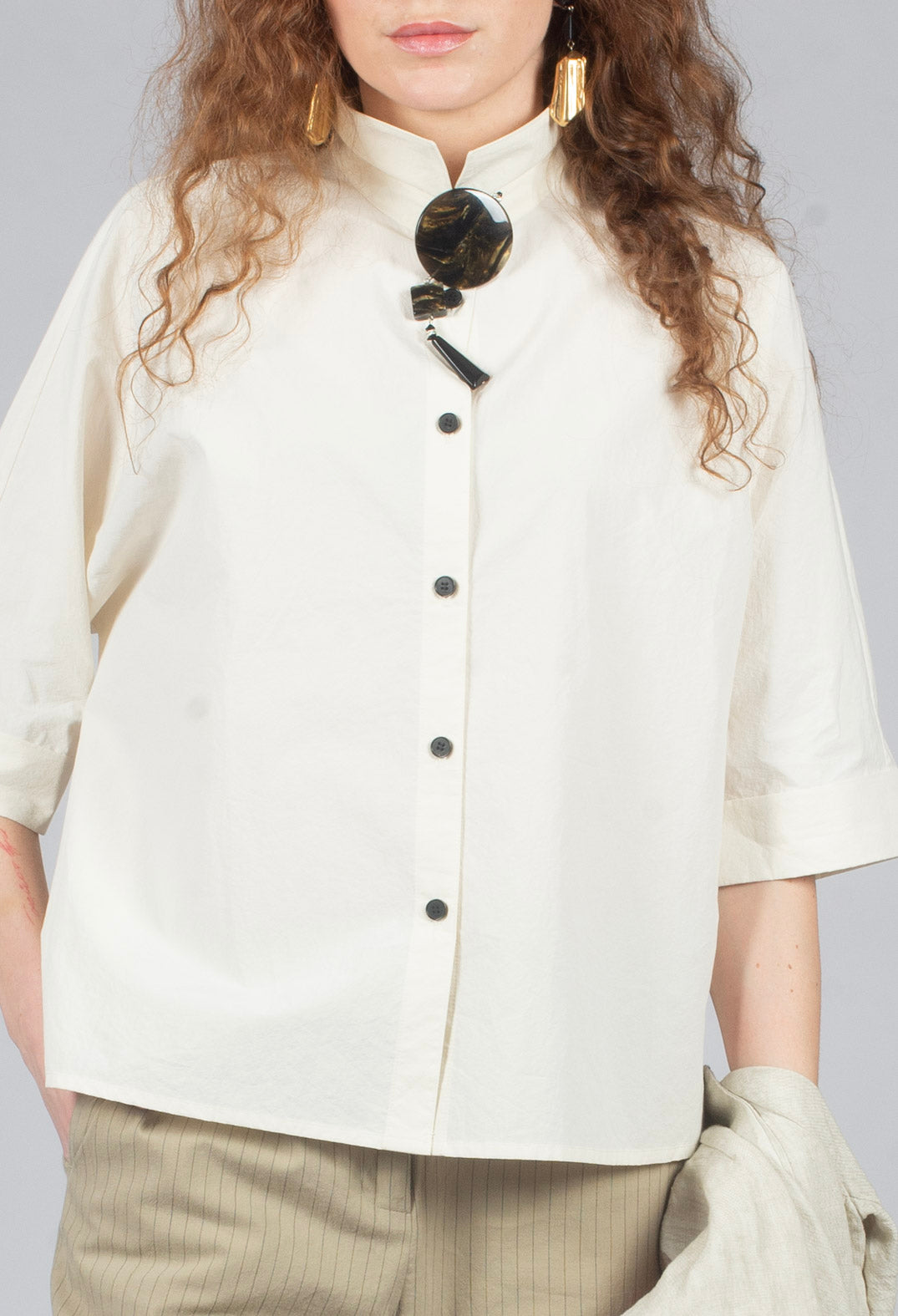 Oversized Cotton Shirt in Milk
