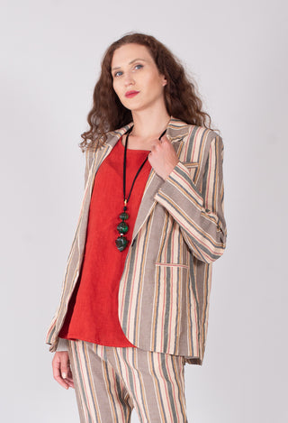 Striped Blazer with Single Button Fastening