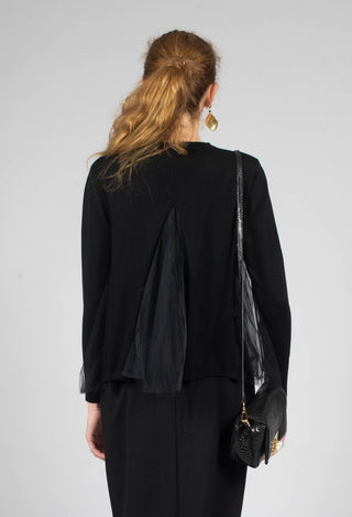 Mesh Insert Cardigan in Nero