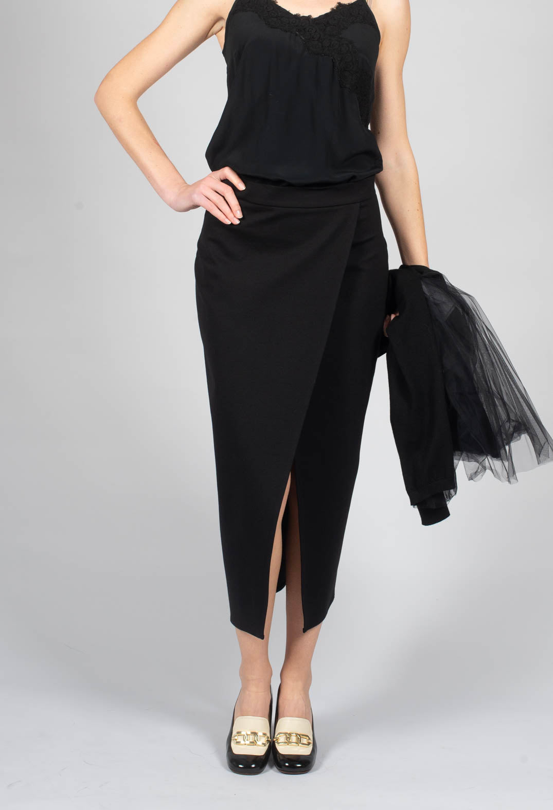 Jersey Pencil Skirt in Nero
