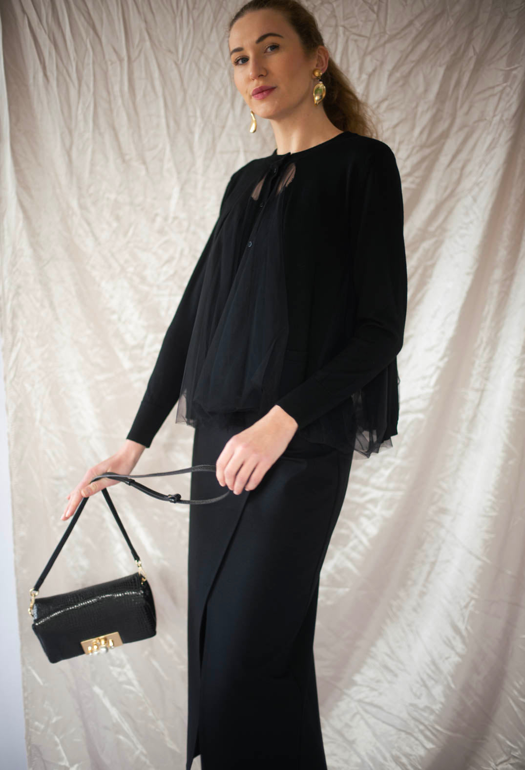 Jersey Pencil Skirt in Nero