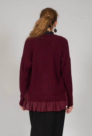 Knitted Cardigan with Frill Hem in Rumba