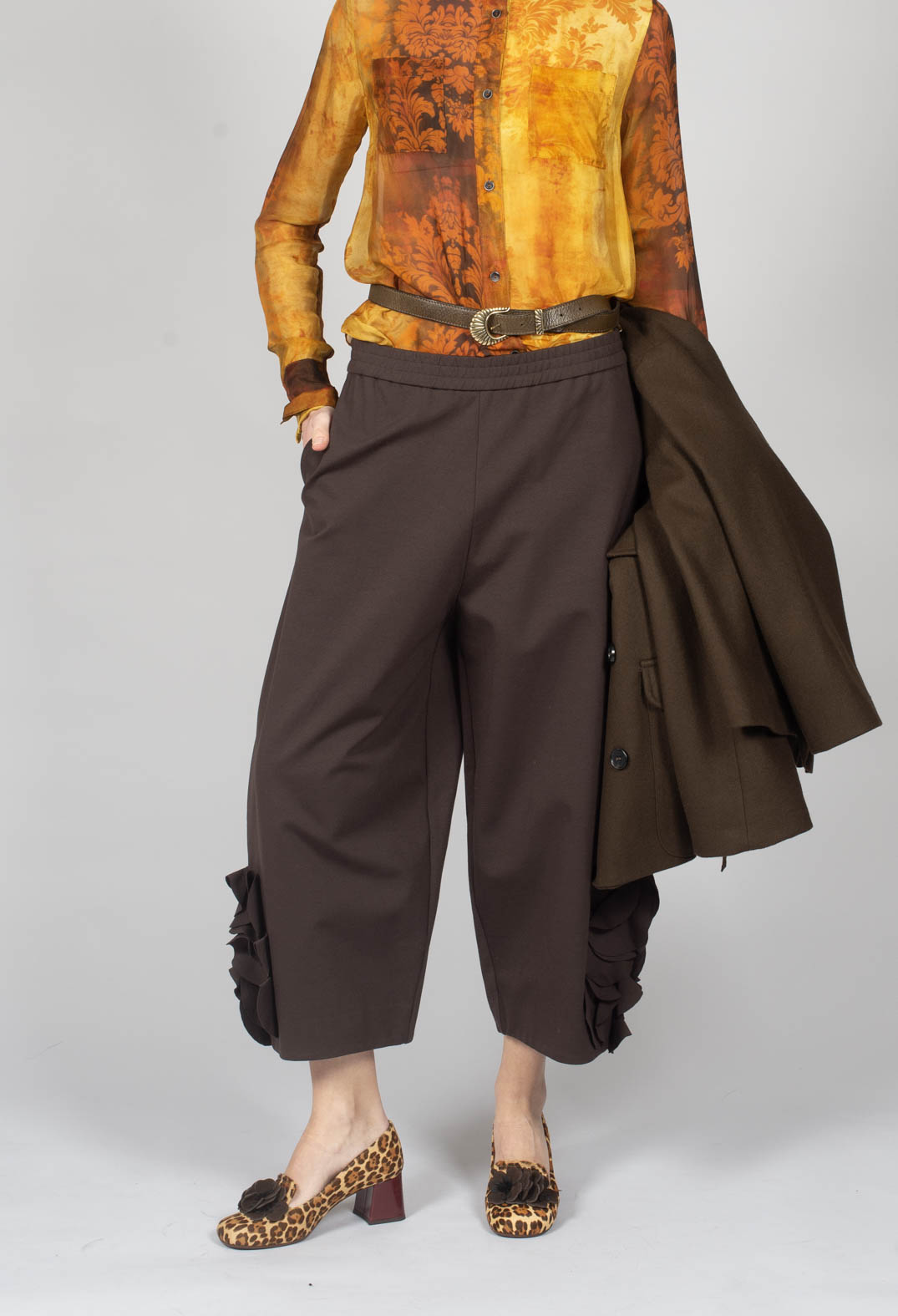 Cropped Trousers with Embellishment Detail in Java