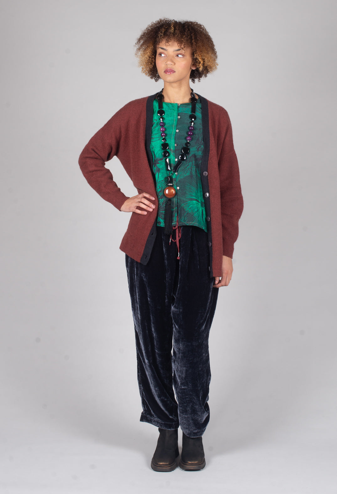 Still Velvet Trousers in Dark Night