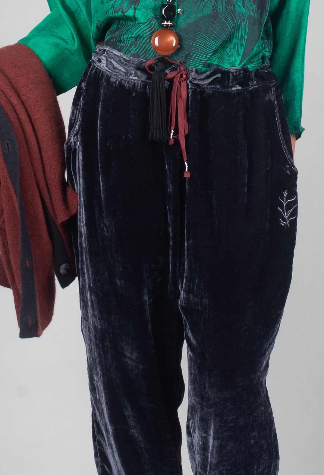 Still Velvet Trousers in Dark Night