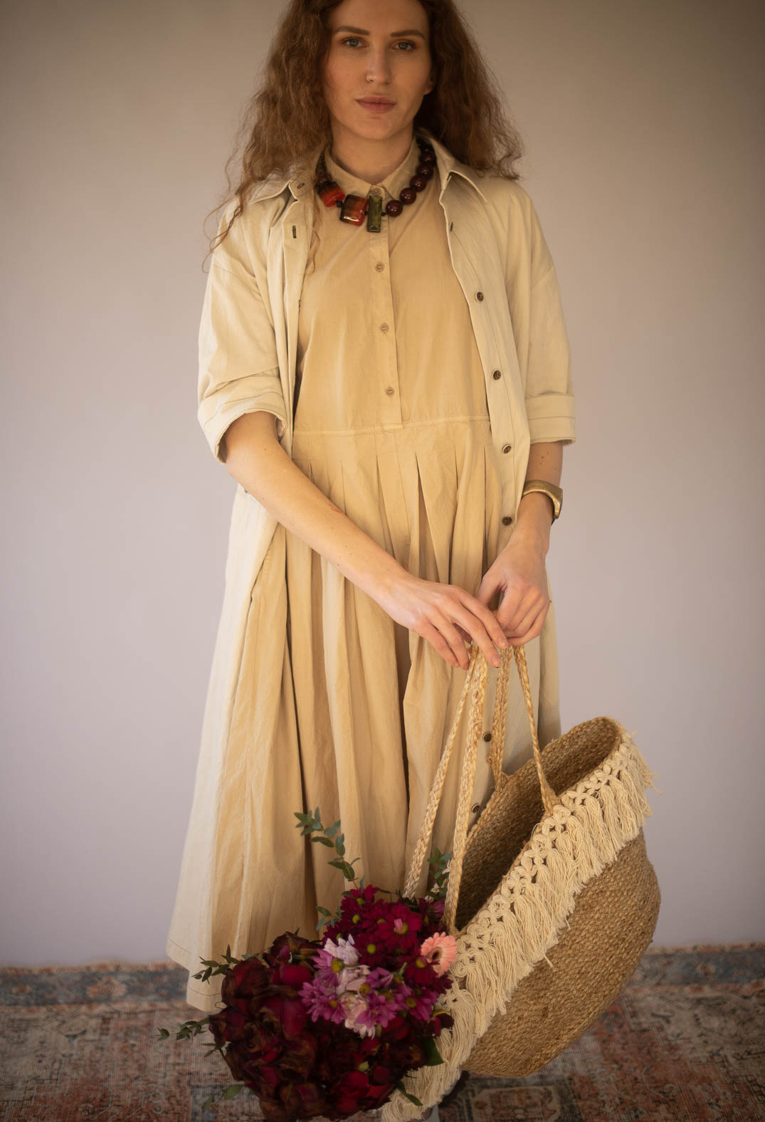 3/4 Sleeved Blouse Dress in Ivory
