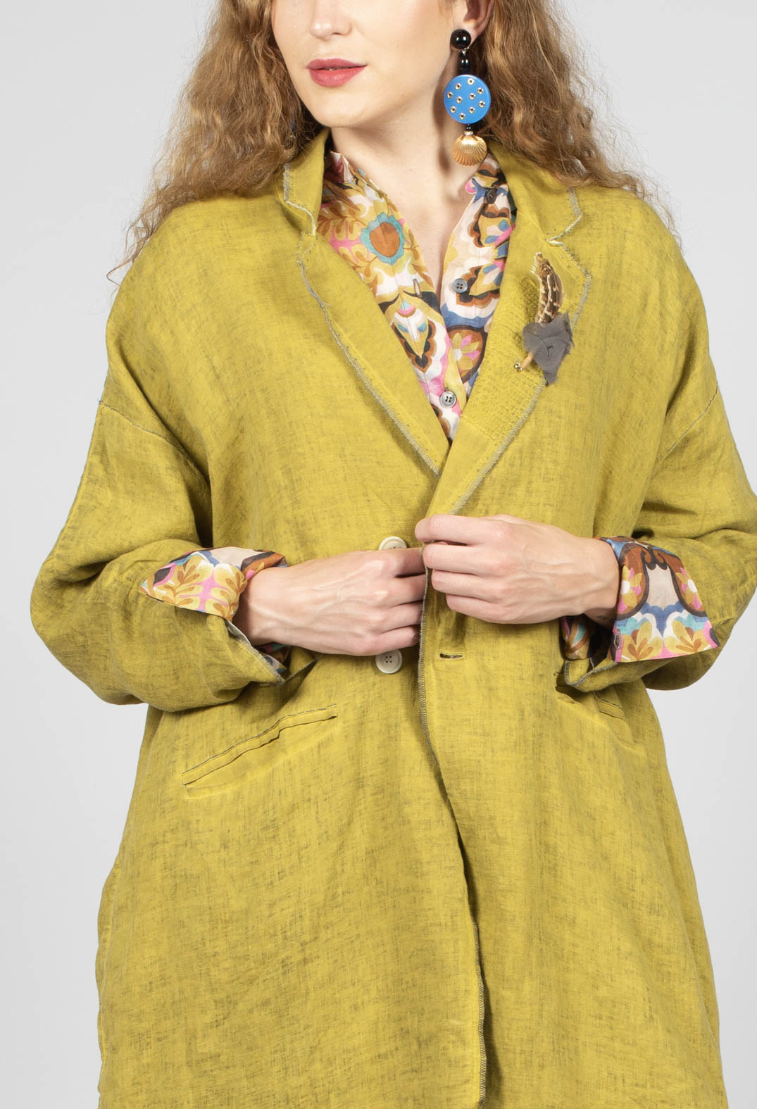 Linen Trench Coat in Original Mustard