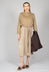 Pleated Dress with Overlay Top in Camel