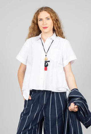 Frill Hem Shirt in Off White
