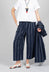Pull String Waist Trousers in Indigo Striped