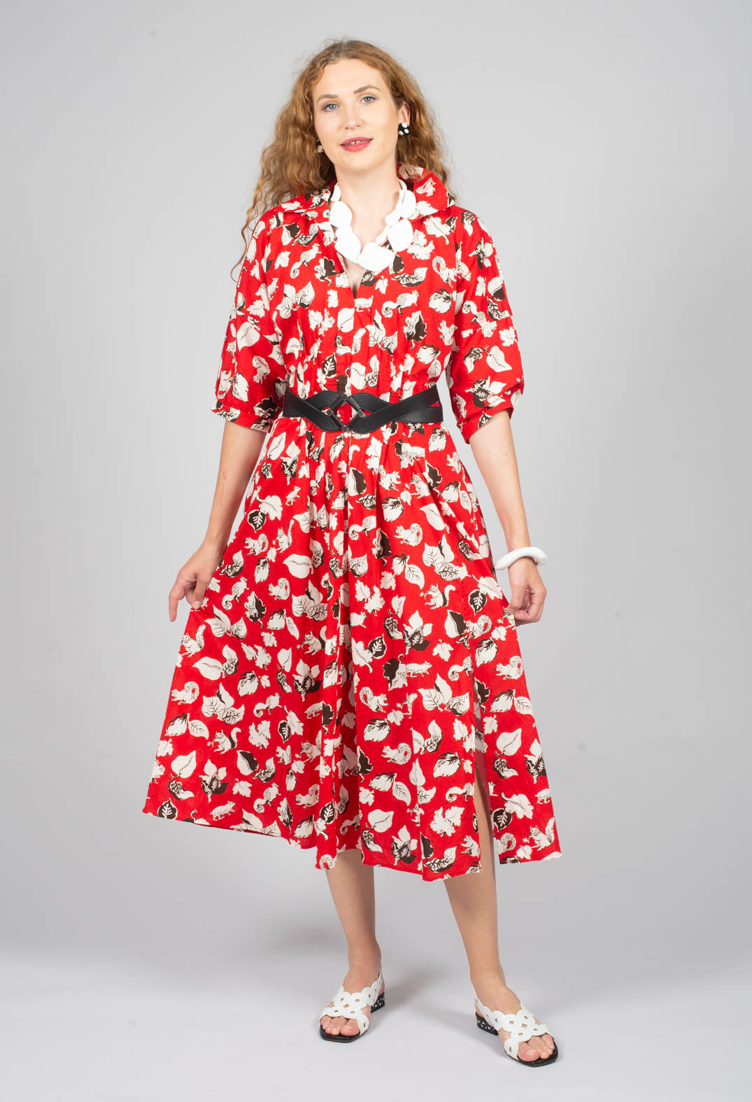 Cotton Midi Dress in Squirrel Olivia May Cotton Midi Dress in Squirrel Olivia May