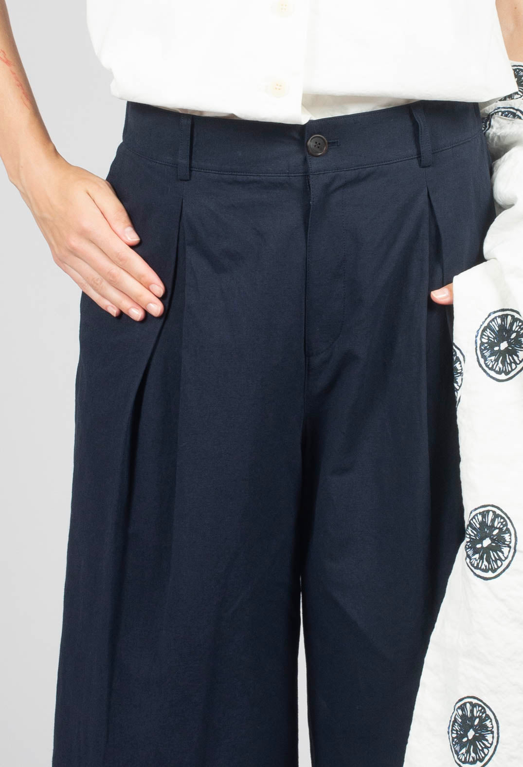 Pleated Trousers in Dark Navy