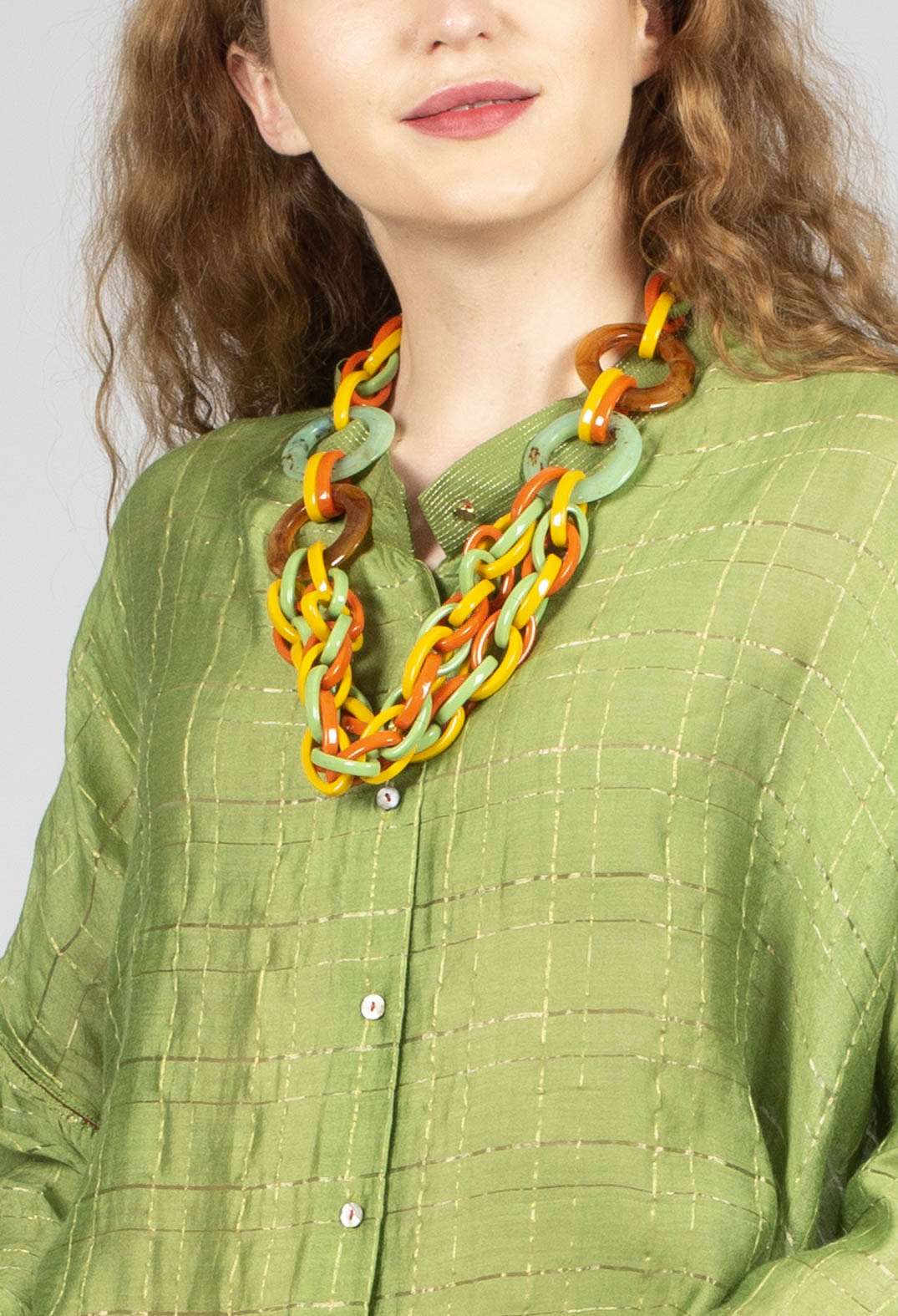 Aiko G Shirt in Dark Citron Check